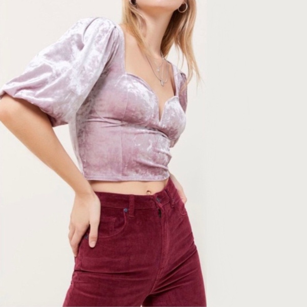URBAN OUTFITTERS Pink Velvet Bustier Top